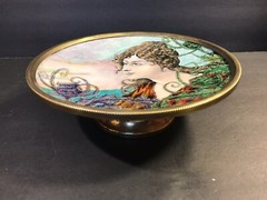 Antique Bronze And Enamel Tazza/ Art Nouveau/France C.1925/ Hand Painted& Enamel