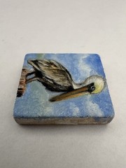Pelican Bird Art Miniature Oil Painting Original Scrabble Tile OOAK
