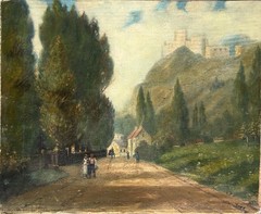 Juae, 19th Century, South Of France, “Castle De Puivert ,” 22×18”