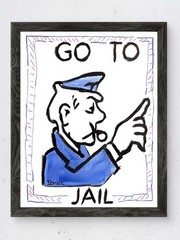 Original 11×14 Acrylic Canvas Monopoly Go To Jail Signed Painting