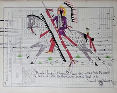 Daniel Long Soldier BRAIDED LOCKS, CHEYENNE, Little Big Horn, Original Painting