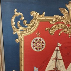 Echo Scarf Cavelle Nautical Imported French Vintage Framed Silk – 32″x32″