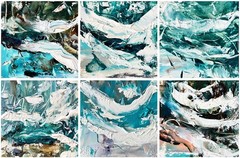 Exuma Turquoise Waters – Bahamas Ocean Coast Set 6 pcs Framed Abstract Seascape