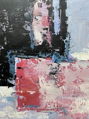 Hungryartist -Original Painting of Square Abstract on Canvas 24×36 Framed