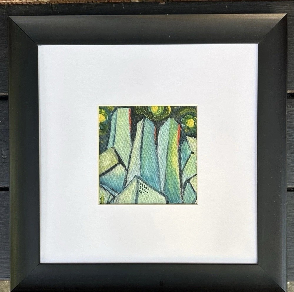 City Scene Oil Painting on Canvas by Venus DeMars Minneapolis Framed Matted
