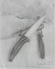 GERRY MILLER. “Still life, Knives”. Pencil Drawing on Paper.14x17cm.