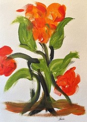 Original Abstract Painting on Paper 9×12 Expressionist Flower Study