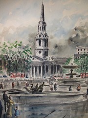 2 Original Guy De Neyrac MCM Watercolors – Monte Carlo & London Trafalgar Square