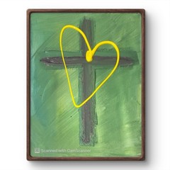 BLESSED#1228A Cross Heart Hope Jesus 14×11 Original Canvas Abstract Art