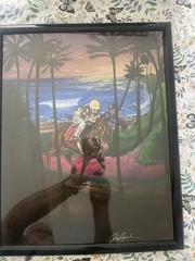 Jockey Horse racing art,horse running original painting equine art 21×17 unknow
