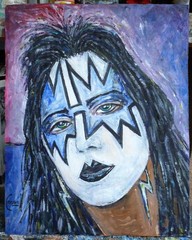 SPACEMAN ACE Frehley painting 8×10 card panel original KISS art signed Crowell