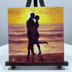 Ukraine Artist Twilight Romance Duet Original Oil Painting Gift Wall Art Decor