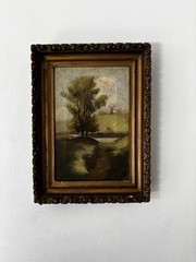 Early 1900s Pastoral Landscape Oil on Canvas Painting