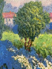 Vintage Impressionist Oil Painting Signed Oliver Village Landscape Ornate Frame