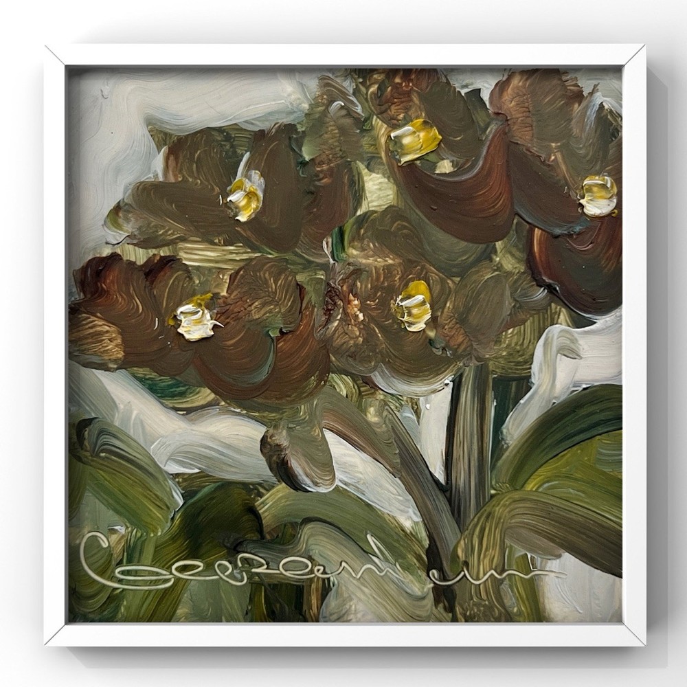 Vintage Red Geraniums Oil Painting Original Framed Art Geranium Flower Artwork