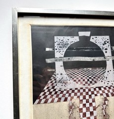 Original Rinaldo Palluzzi Mixed Media Abstract Op Art Painting 1970s Spain Vtg