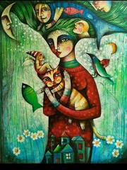 Acrylic/Canvas Carlos Cesar cuban Beautifull Art 100x80cm T:Armonia (Serie)