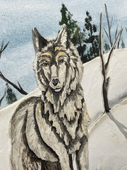 D. Michelle Wolf Painting In The Snow, Signed, Framed. 18”X14”