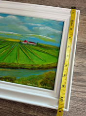 Original Painting Framed Signed Farm Landscape Impressionism Cottagecore 11X13
