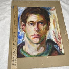Lot Of 2 Original Portraits Young Woman & Dog; Young Man Acrylic On Canvas 11×14