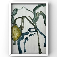 Lemons Art Minimalism Lemon Tree Branch Vase Painting Framed Kitchen Decor 4×6”