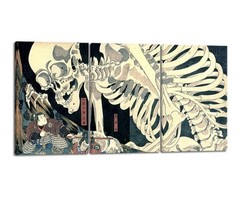 Art 3 Piece Witch and Skeleton Ukiyo-E by Utagawa Takiyasha, Home Decor