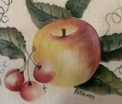 Vintage Folk Art Theorem Painting Fruit Apple Still Life Old Sturbridge Village