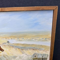VTG Western Americana Painting FRANSSON Cowboy WILD WEST Cattle Drive Frontier