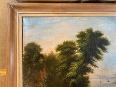 William John Hill (1819 – 1879) „Hudson River Landscape“ Oil Painting – Framed