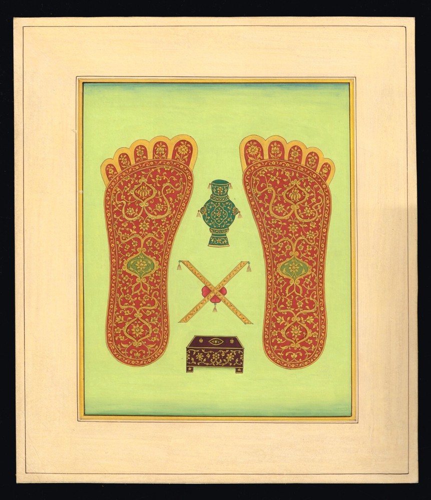 Handmade Goddess Lakshmi Feet Art Painting Home Decor Religious Art 8×9.5 Inches