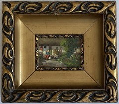 Joseph Harencz ATQ VTG Miniature Chicken Genre Landscape Impressionism Painting