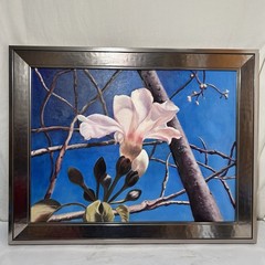 Beautiful! Original Oil on Canvas Painting Magnolia Tree Floral Flowers! Framed!