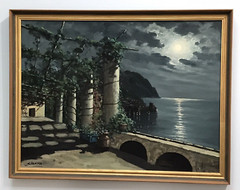 Framed Carlo Ciappa Oil Painting on Panel Signed Amalfi Coastline Italy 1950s