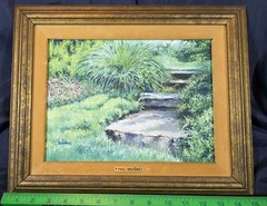 Rare Paul Bruyere Painting „Fantasie“ 1969 Palm Beach Art Show A French Garden