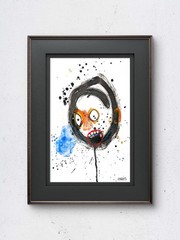 Original Ink Portrait Painting A4 Mixed Media Neo-Expressionism Signed COA #19