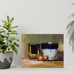 RED CHERRIES still life Oil painting UKRAINE 8X10