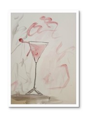 Abstract Wine Glass Colorful Modern Unique Bold Art Watercolor Mixed Media Paper