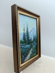 Summer nature Oil painting Original art Forest landscape meadow 4 x 6 mini Art