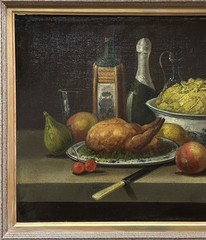 Original Antique Oil Canvas Painting Still Life with Fruit, Signed 19th Century
