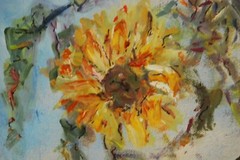 FRAMED SIGNED ORIGINAL OIL GOLDEN SUN FLOWERS A STILL LIFE ARTIST: HECTO VIDAL