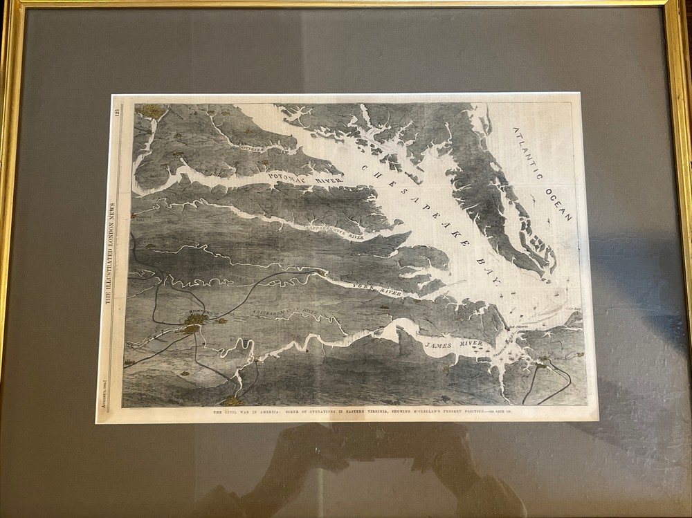 1862 Map,Illustrated London News, Civil War In America,Virginia,Richmond