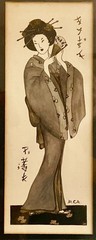 ANTIQUE 1920 JAPANESE BIJIN-GA REINTERPRETATION PAINTINGS, DIPTYCH, SIGNED M.Z.