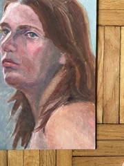 Vintage Portrait Acrylic Board Portrait Woman Long Hair 12×16 Peter Feldman