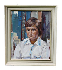 Modern Boys Portrait Oil Painting Expressionism Signed Original OOAK