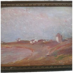 Antique Oil Painting Impressionist Landscape Signed Framed Miniature On Panel