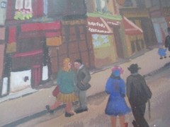 PARIS PAINTING 1954 EXHIBITED SAN FRANCISCO MUSUEM OF ART STREET SCENE MODERNIST
