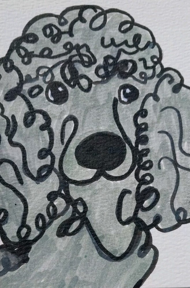 GAT ORIGINAL Pet Portrait Painting PUPPY DOG Poodle Whimsical Animals Gift Decor