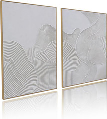 Framed Neutral Abstract Wall-Art Painting – Large Abstract Canvas Wall Decor 3D