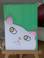 ACEO ATC original hand painted art card, mixed media sealed 300g cotton paper