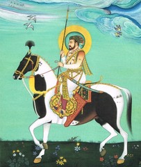 Mughal miniature painting Of Mughal Shah Jahan on Horseback Art 10X13 Inches